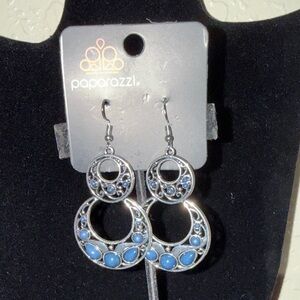Paparazzi Silver Earrings with Blue Accents